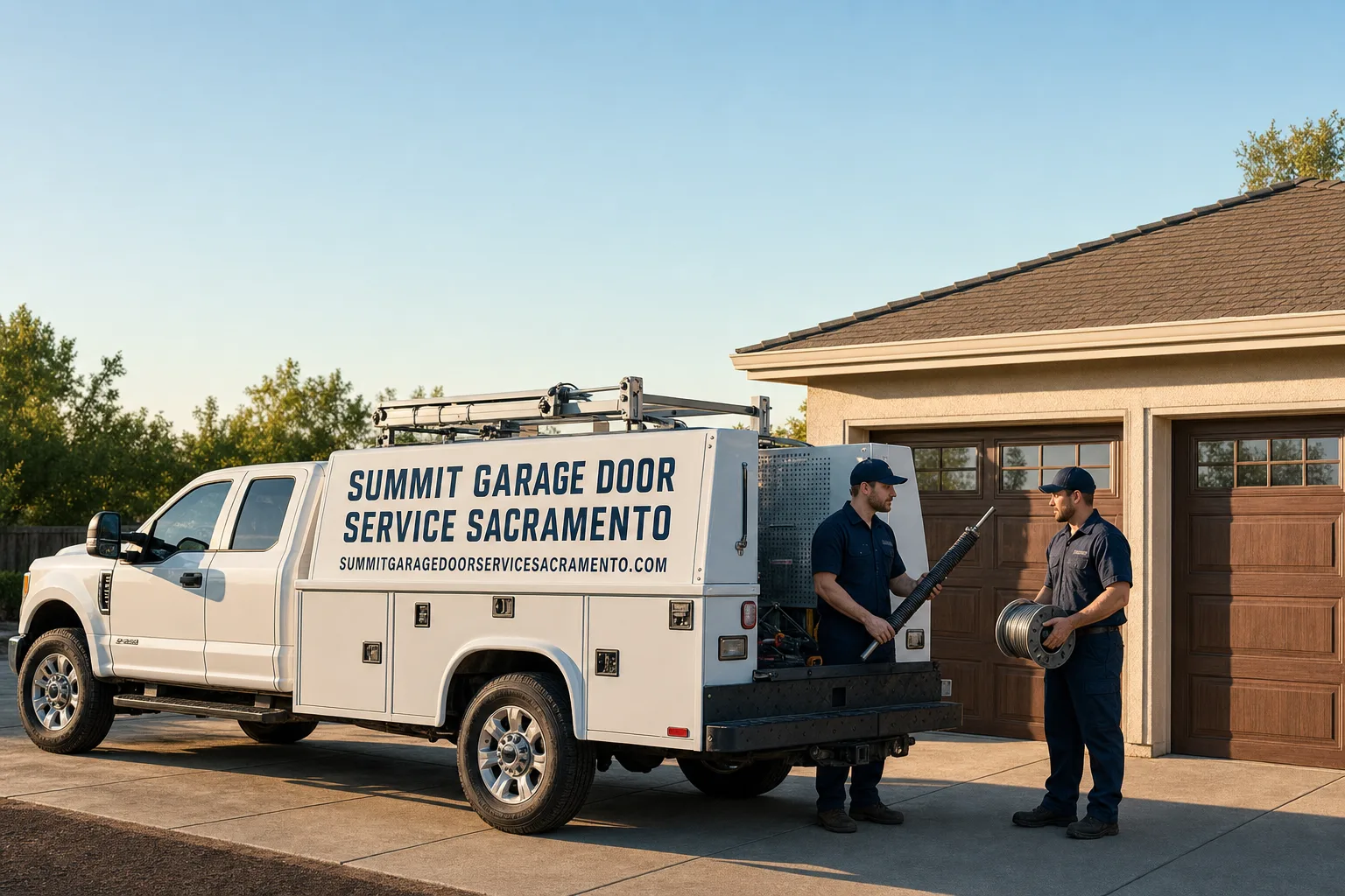 Summit Garage Door Service Sacramento service vehicle and crew in Sacramento, CA